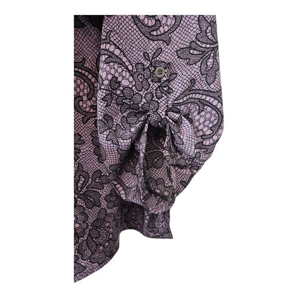 Croft & Barrow Womens 1X Blouse Top Purple Roll Tab Sleeves Pockets Split V-Neck - Picture 6 of 9